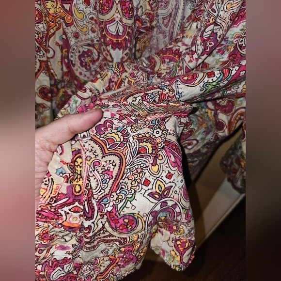 Chico's Paisley Linen Drape Open Front Jacket Size 2 - Picture 4 of 6